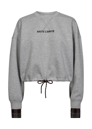 Maxi crop skjorte cuff sweat Grey Melange HAUTE L'AMITIÈ